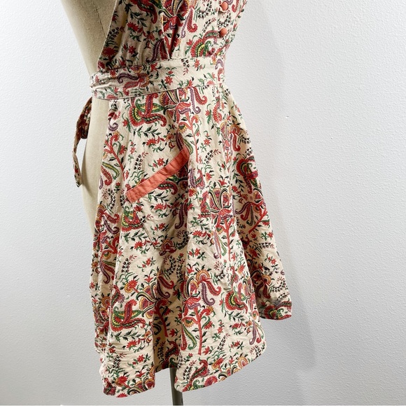 Vintage 1970’s Floral Print Halter Wrap Pinafore Apron Artist Smock Hand… - Picture 5 of 7